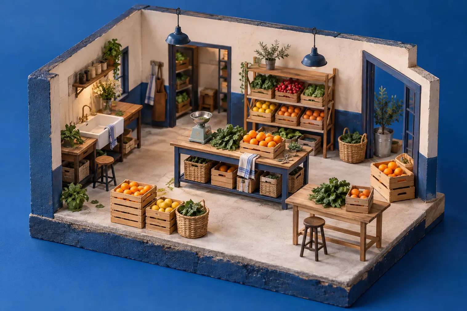 Illustration of specialty markets and their working space